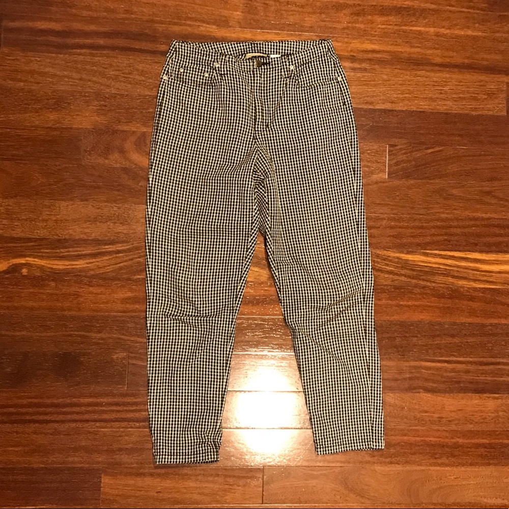 High Waist Checked Mom Jean